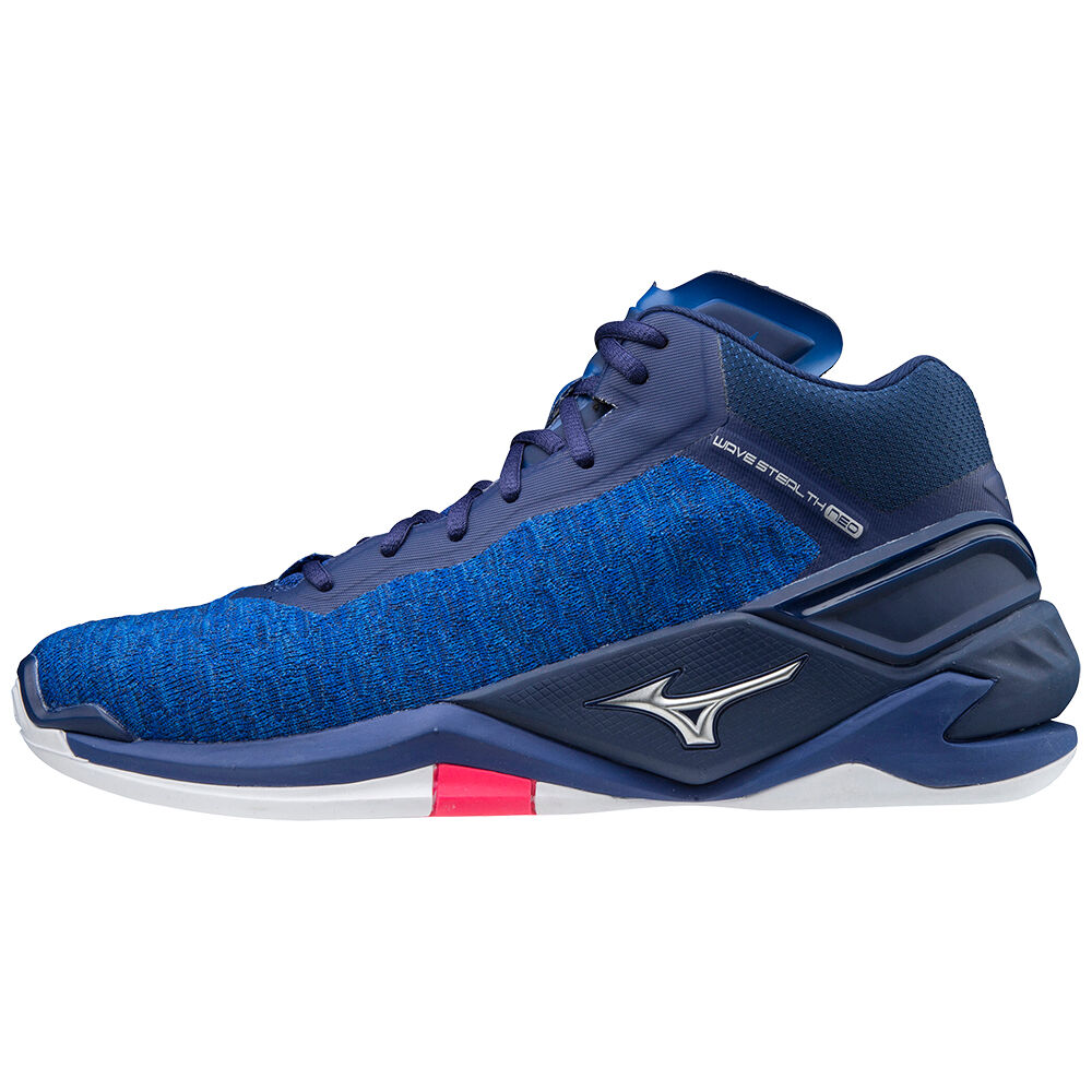 Zapatillas De Balonmano Mizuno Wave Stealth Neo Mid Para Hombre Azules/Plateados/Rosas 0357964-BC